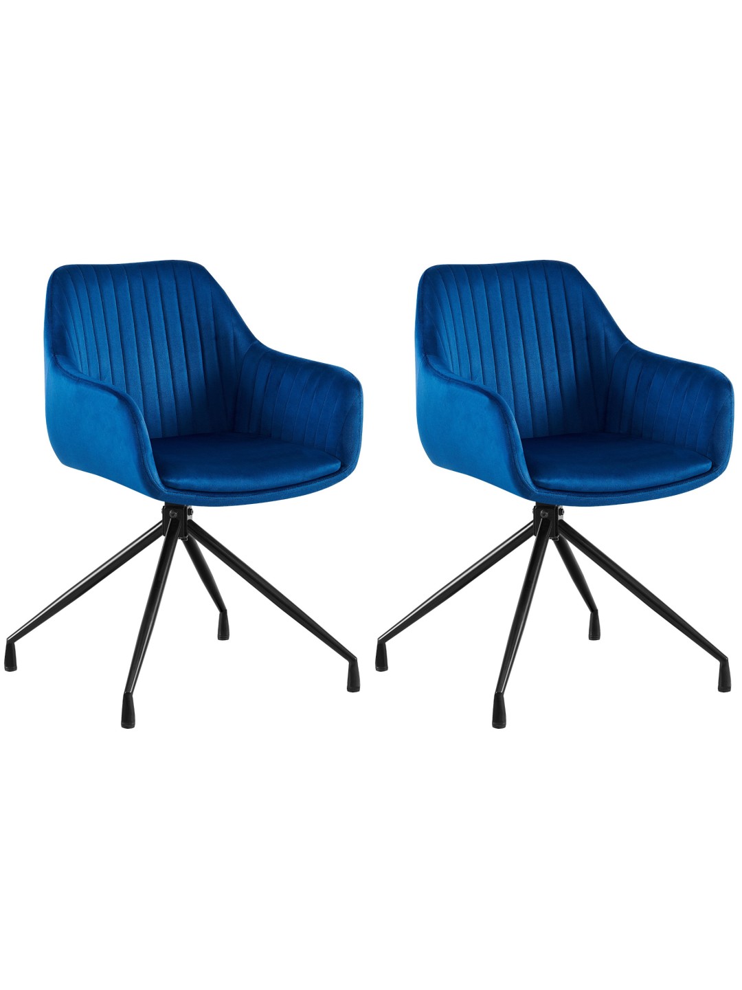 Lot de 2 chaises de salle à manger Welby velours, bleu foncé