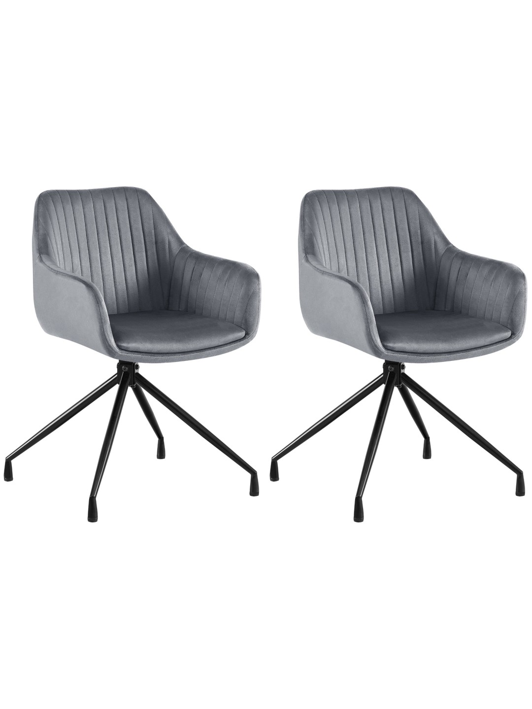 Lot de 2 chaises de salle à manger Welby velours, gris foncé