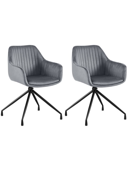 Lot de 2 chaises de salle à manger Welby velours, gris foncé Lot de 2 chaises de salle à manger Welby velours, gris foncé