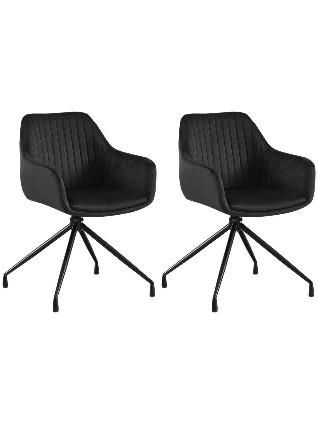 Lot de 2 chaises de salle à manger Welby velours, noir