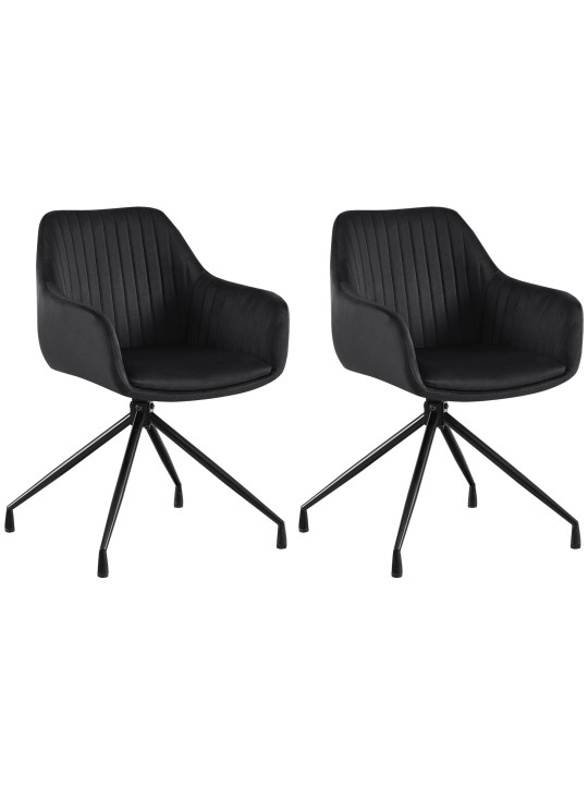 Lot de 2 chaises de salle à manger Welby velours, noir Lot de 2 chaises de salle à manger Welby velours, noir