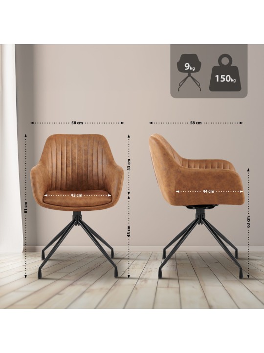 Lot de 2 chaises de salle à manger Welby Vintage, brun clair Lot de 2 chaises de salle à manger Welby Vintage, brun clair