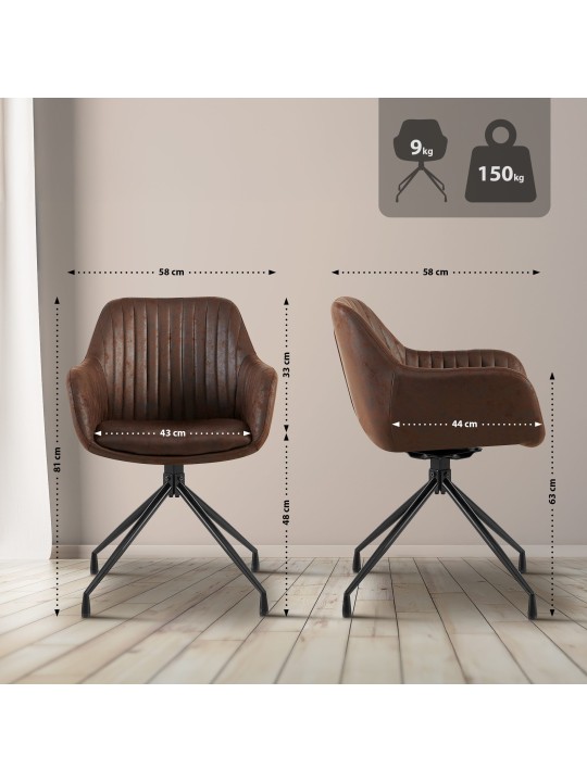 Lot de 2 chaises de salle à manger Welby Vintage, brun foncé Lot de 2 chaises de salle à manger Welby Vintage, brun foncé