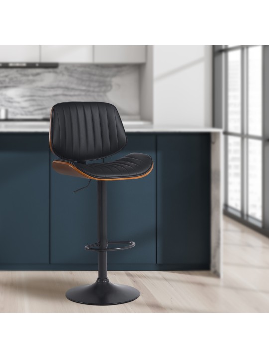 Lot de 2 tabourets de bar Clawson simili cuir, noyer/noir Lot de 2 tabourets de bar Clawson simili cuir, noyer/noir