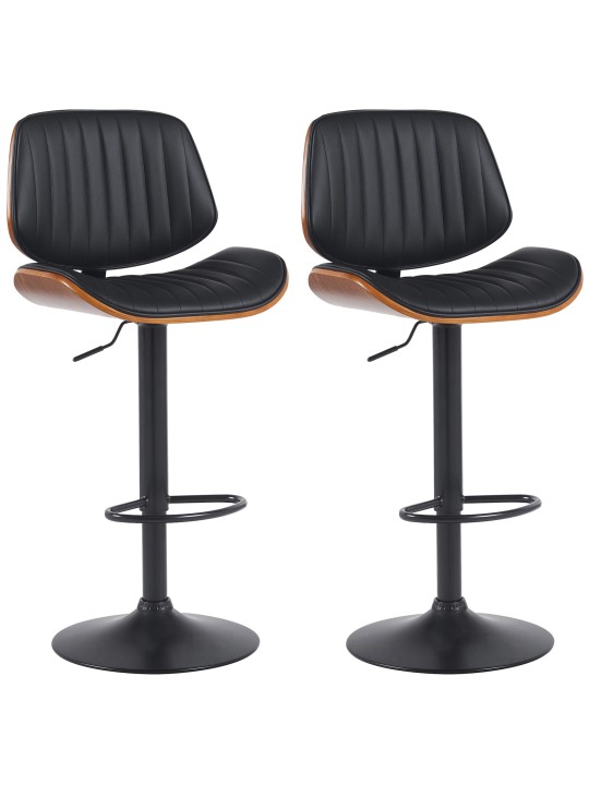 Lot de 2 tabourets de bar Clawson simili cuir, noyer/noir Lot de 2 tabourets de bar Clawson simili cuir, noyer/noir