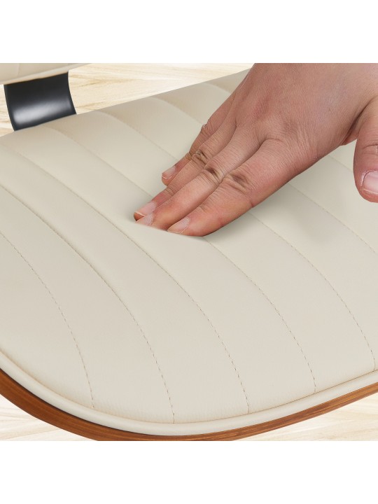 Lot de 2 tabourets de bar Clawson simili cuir chromé, noyer/crème Lot de 2 tabourets de bar Clawson simili cuir chromé, noyer/crème