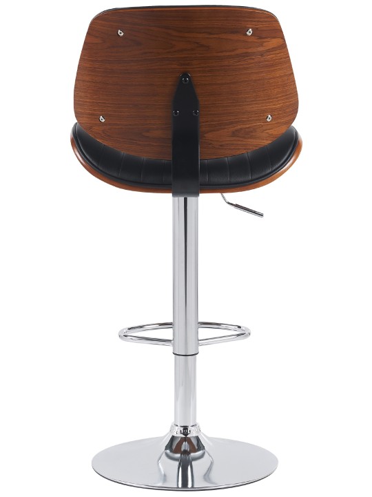 Lot de 2 tabourets de bar Clawson simili cuir chromé, noyer/noir