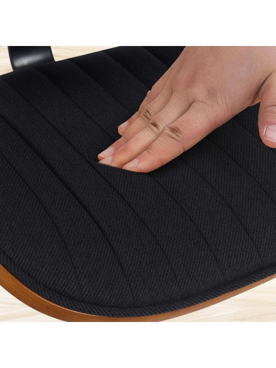 Lot de 2 tabourets de bar tissu Clawson, noyer/noir