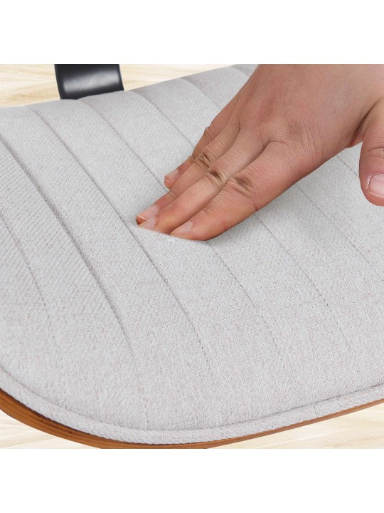 Lot de 2 tabourets de bar tissu Clawson, noyer/crème