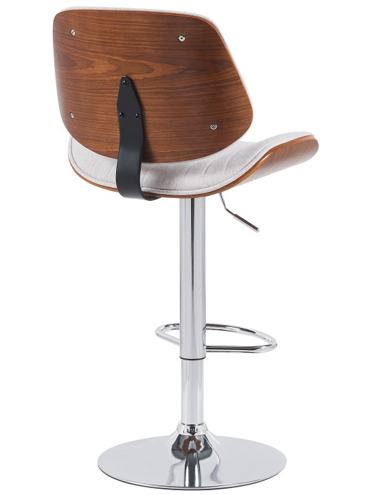 Lot de 2 tabourets de bar Clawson tissu chrome, noyer/crème