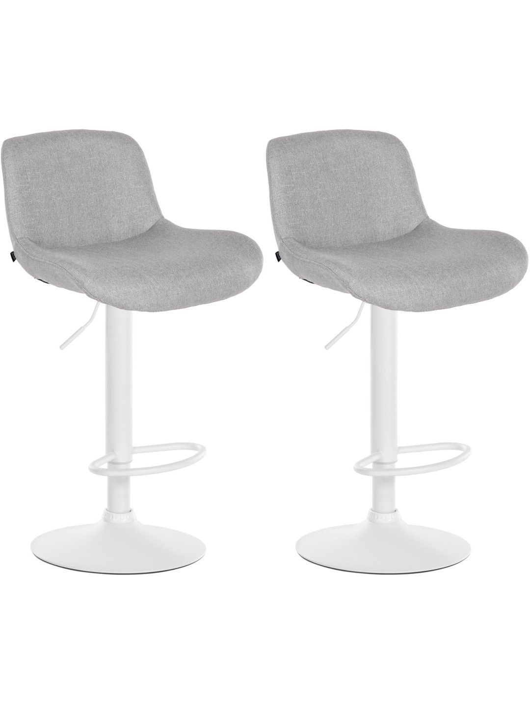 Lot de 2 tabourets de bar Solon tissu, gris clair