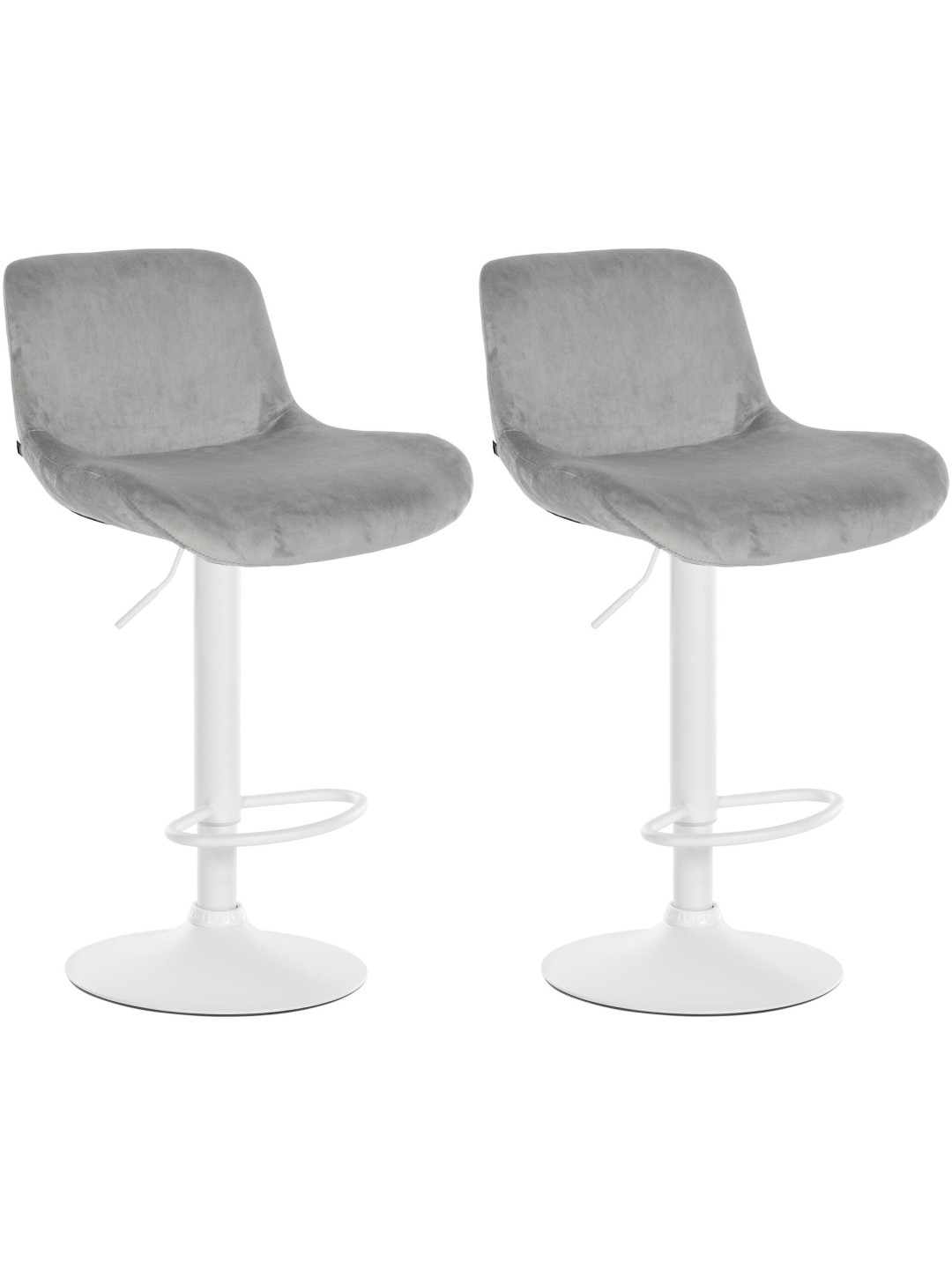 Lot de 2 tabourets de bar Solon velours, gris