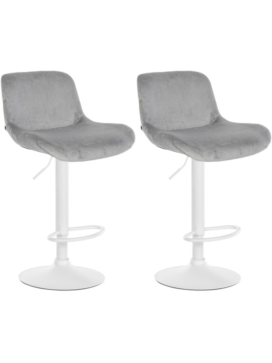 Lot de 2 tabourets de bar Solon velours, gris