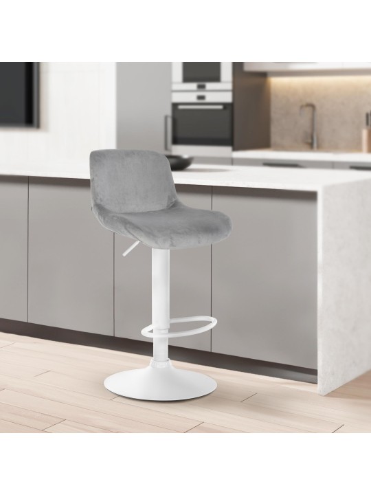 Lot de 2 tabourets de bar Solon velours, gris