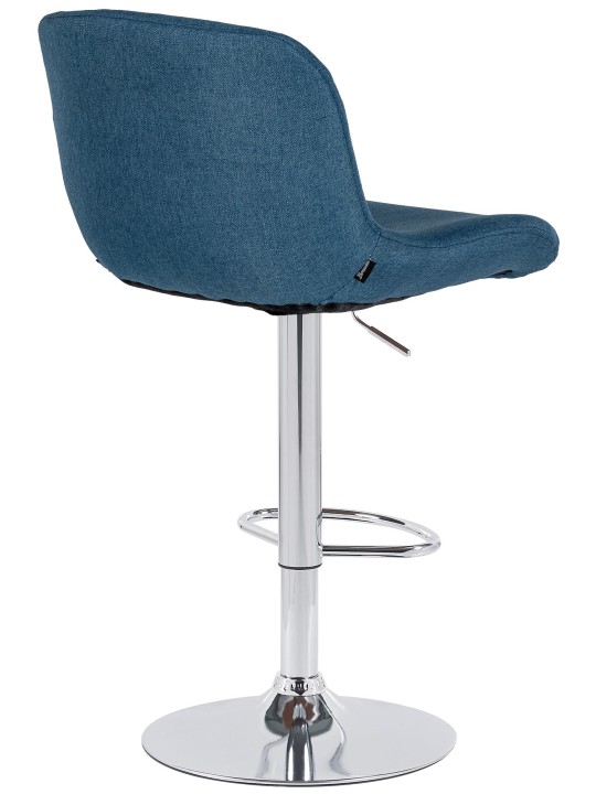 Lot de 2 tabourets de bar Solon tissu chromé, bleu Lot de 2 tabourets de bar Solon tissu chromé, bleu