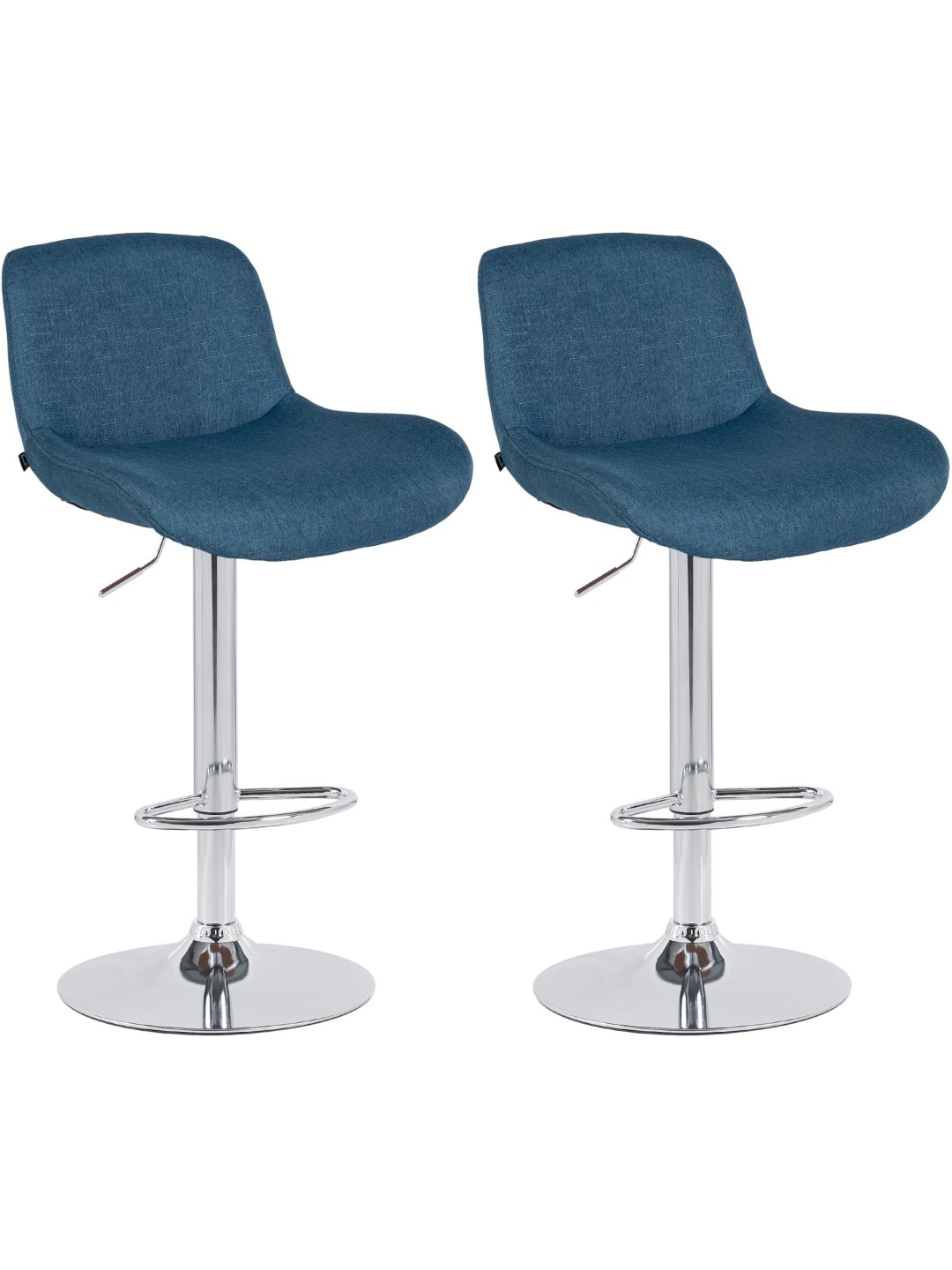 Lot de 2 tabourets de bar Solon tissu chromé, bleu