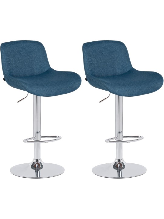 Lot de 2 tabourets de bar Solon tissu chromé, bleu Lot de 2 tabourets de bar Solon tissu chromé, bleu