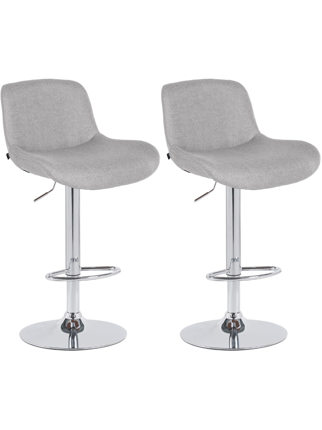 Lot de 2 tabourets de bar Solon tissu chromé, gris clair