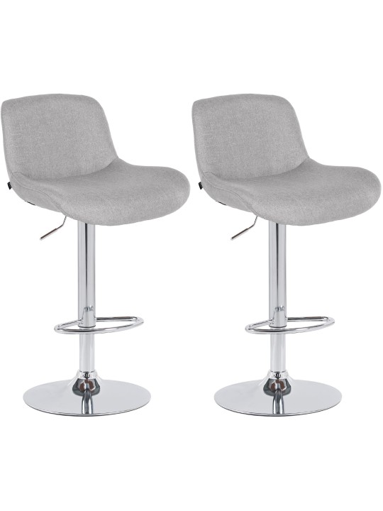 Lot de 2 tabourets de bar Solon tissu chromé, gris clair