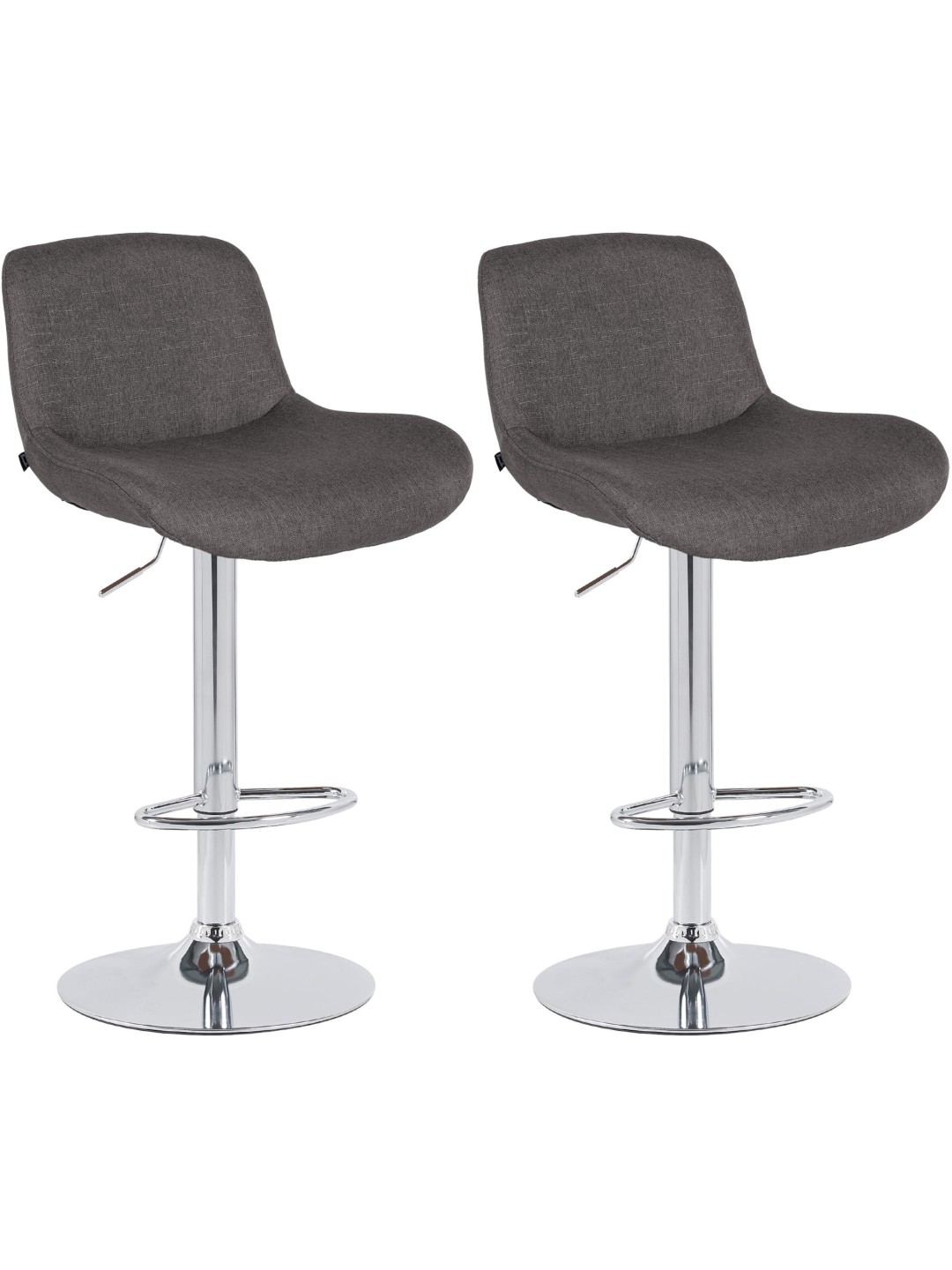Lot de 2 tabourets de bar Solon tissu chromé, gris foncé