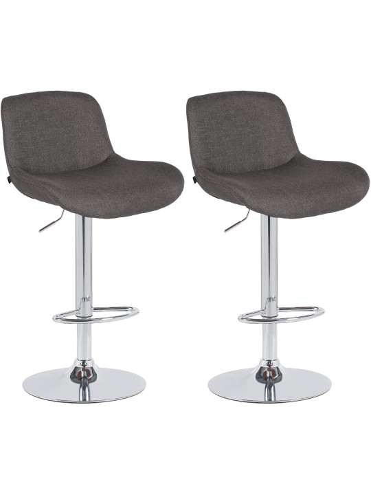 Lot de 2 tabourets de bar Solon tissu chromé, gris foncé