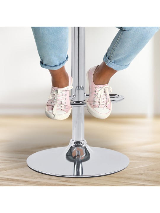 Lot de 2 tabourets de bar Solon tissu chromé, gris foncé