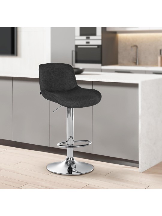 Lot de 2 tabourets de bar Solon tissu chromé, noir Lot de 2 tabourets de bar Solon tissu chromé, noir