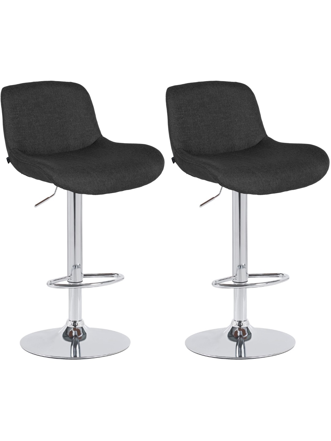 Lot de 2 tabourets de bar Solon tissu chromé, noir