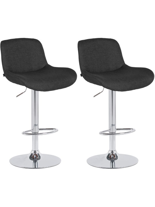 Lot de 2 tabourets de bar Solon tissu chromé, noir Lot de 2 tabourets de bar Solon tissu chromé, noir