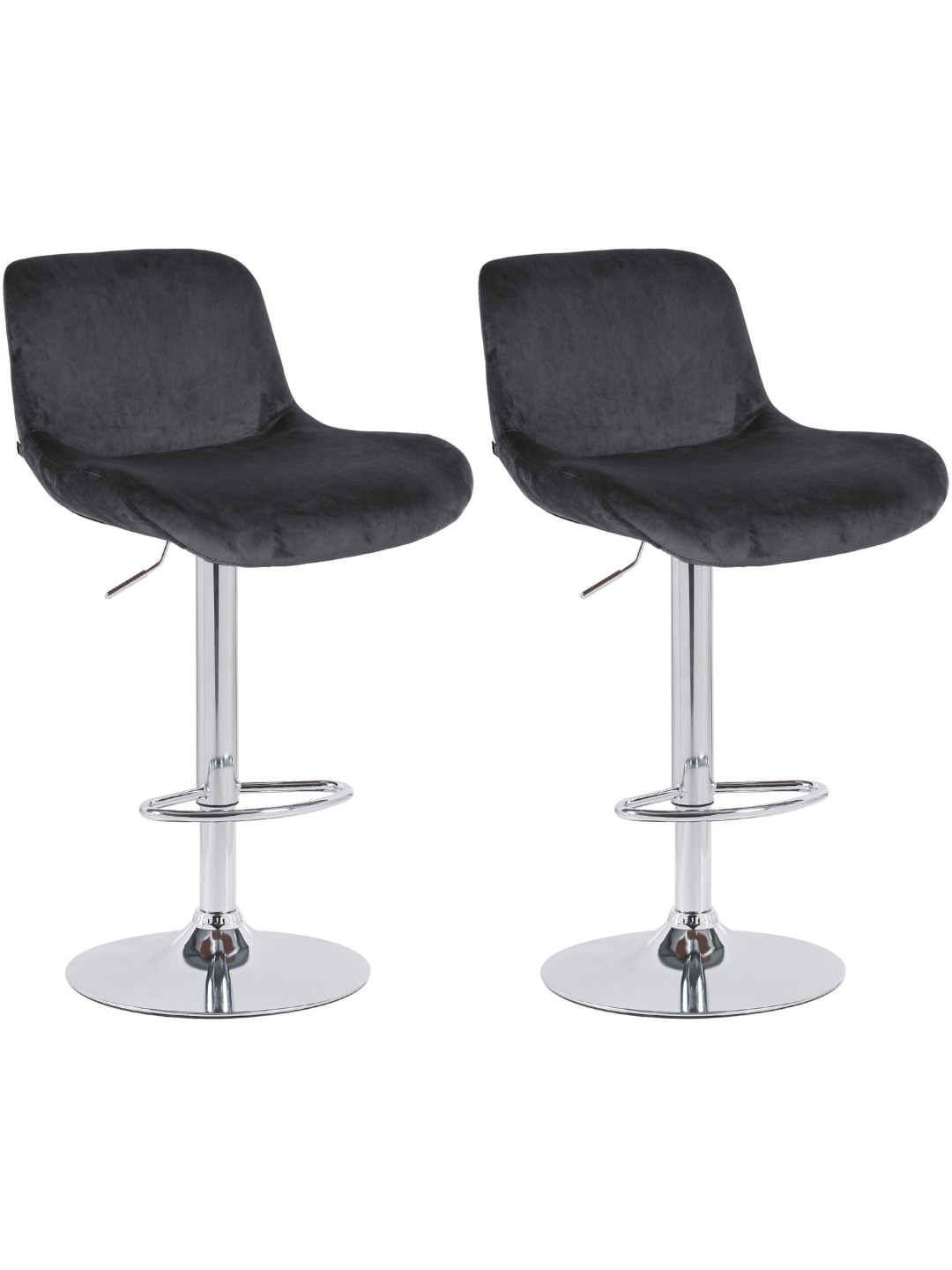 Lot de 2 tabourets de bar Solon velours chromé, noir
