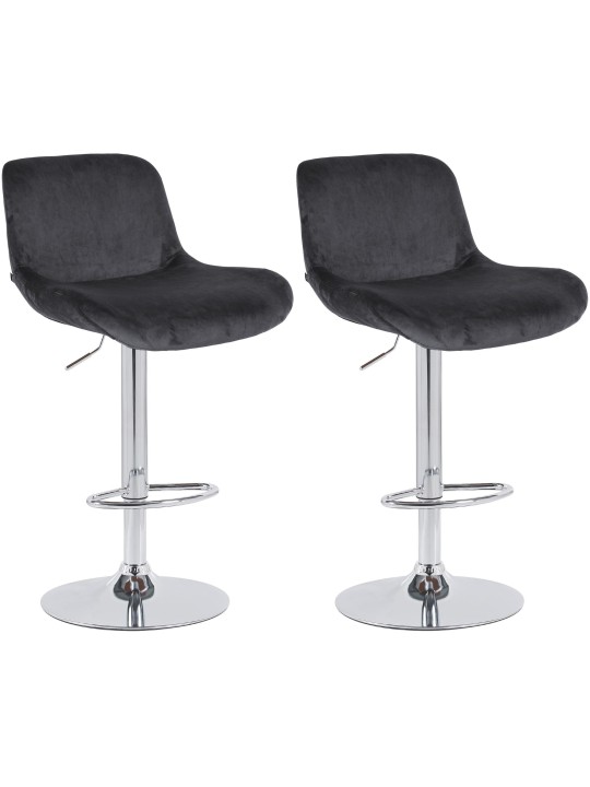 Lot de 2 tabourets de bar Solon velours chromé, noir Lot de 2 tabourets de bar Solon velours chromé, noir