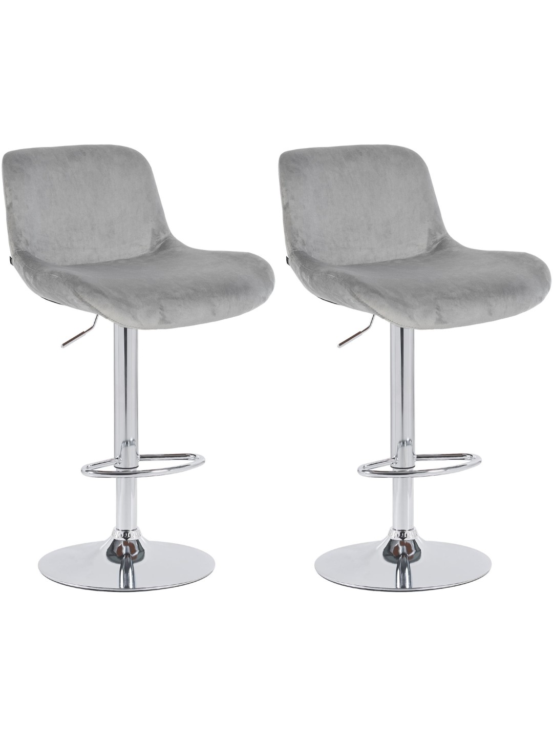 Lot de 2 tabourets de bar Solon velours chromé, gris