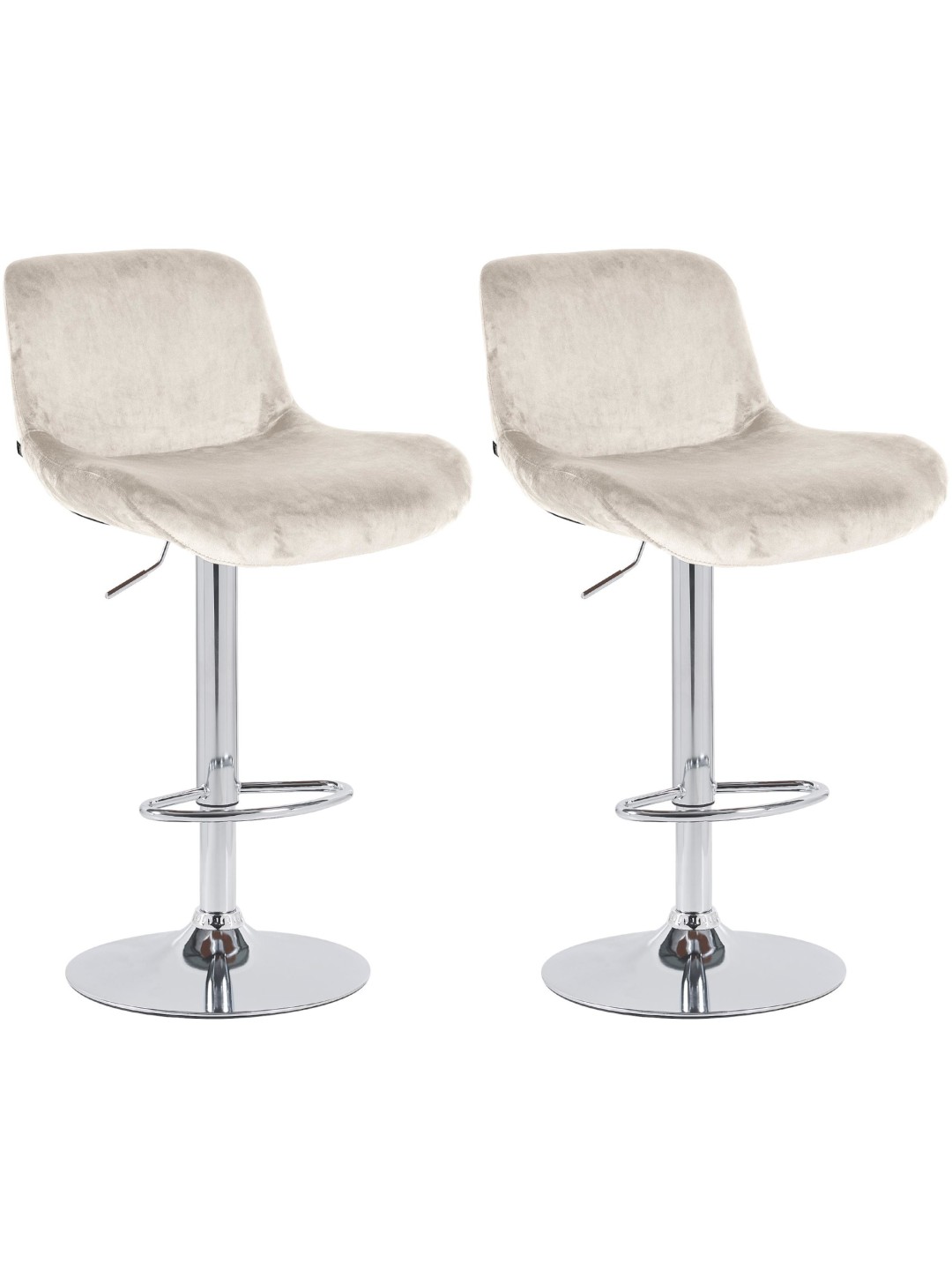 Lot de 2 tabourets de bar Solon velours chromé, crème