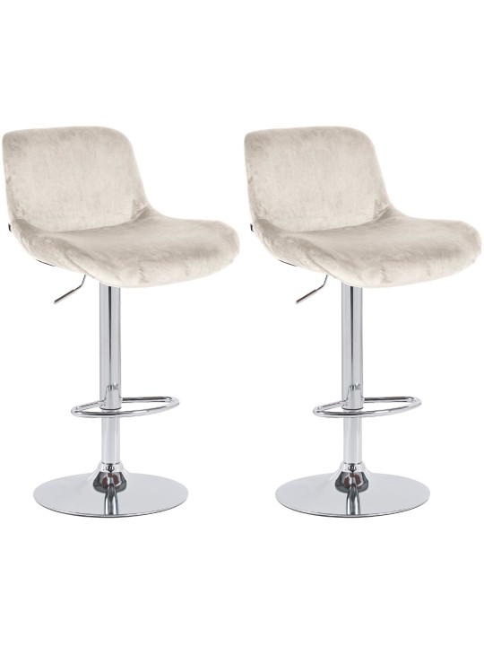 Lot de 2 tabourets de bar Solon velours chromé, crème