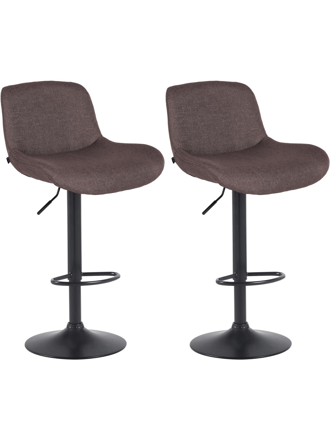 Lot de 2 tabourets de bar Solon tissu, brun foncé
