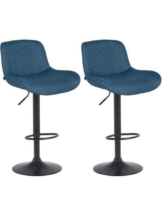 Lot de 2 tabourets de bar Solon tissu, bleu
