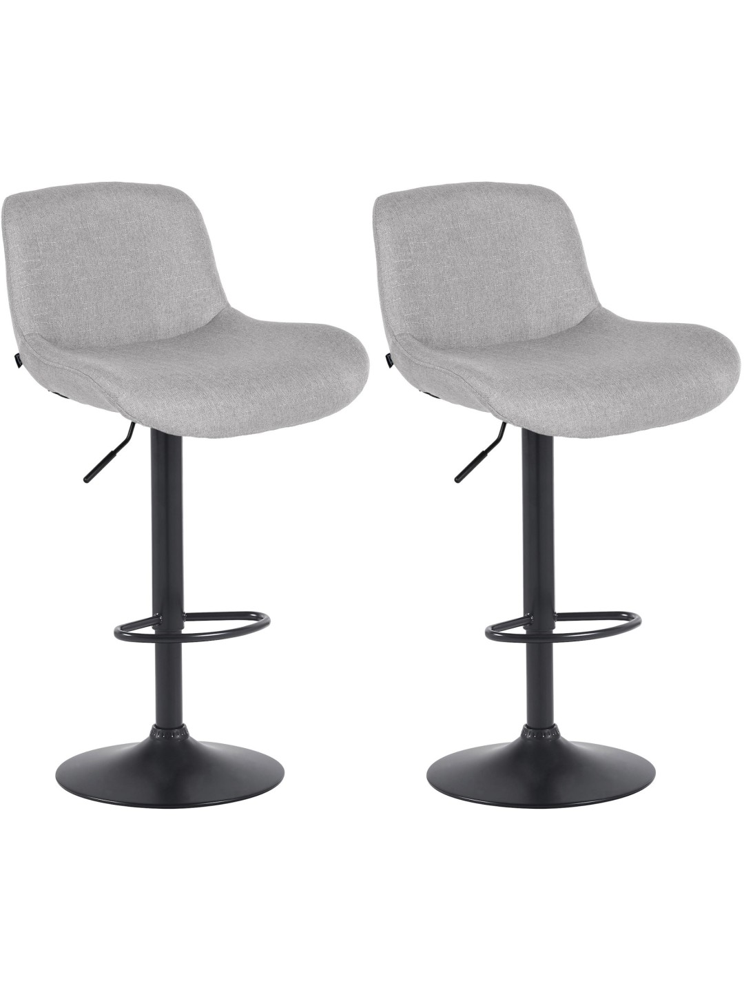Lot de 2 tabourets de bar Solon tissu, gris clair