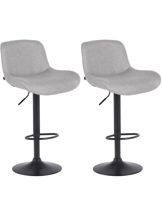 Lot de 2 tabourets de bar Solon tissu, gris clair