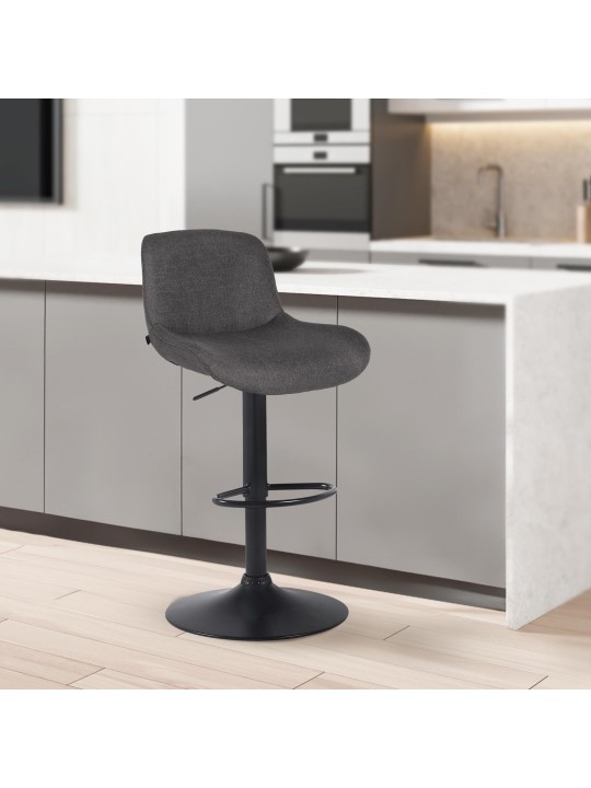 Lot de 2 tabourets de bar Solon tissu, gris foncé