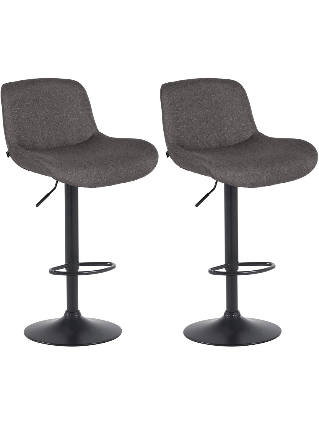 Lot de 2 tabourets de bar Solon tissu, gris foncé