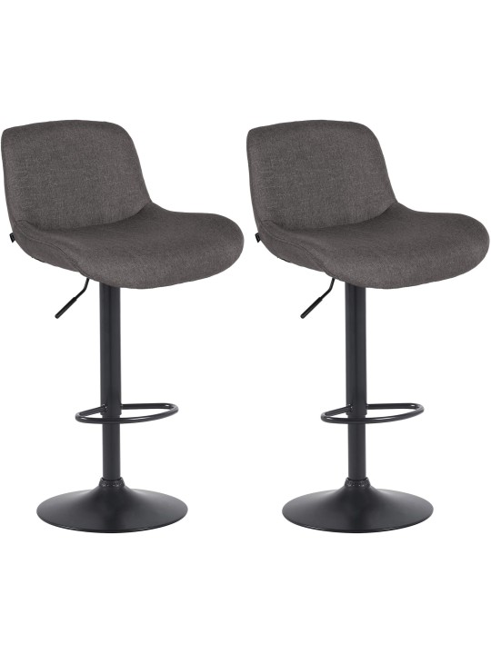 Lot de 2 tabourets de bar Solon tissu, gris foncé
