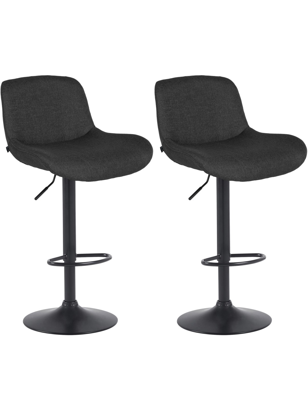 Lot de 2 tabourets de bar Solon tissu, noir