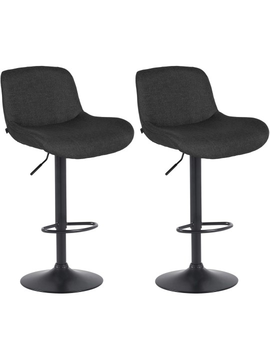 Lot de 2 tabourets de bar Solon tissu, noir