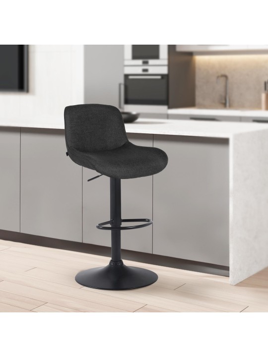 Lot de 2 tabourets de bar Solon tissu, noir