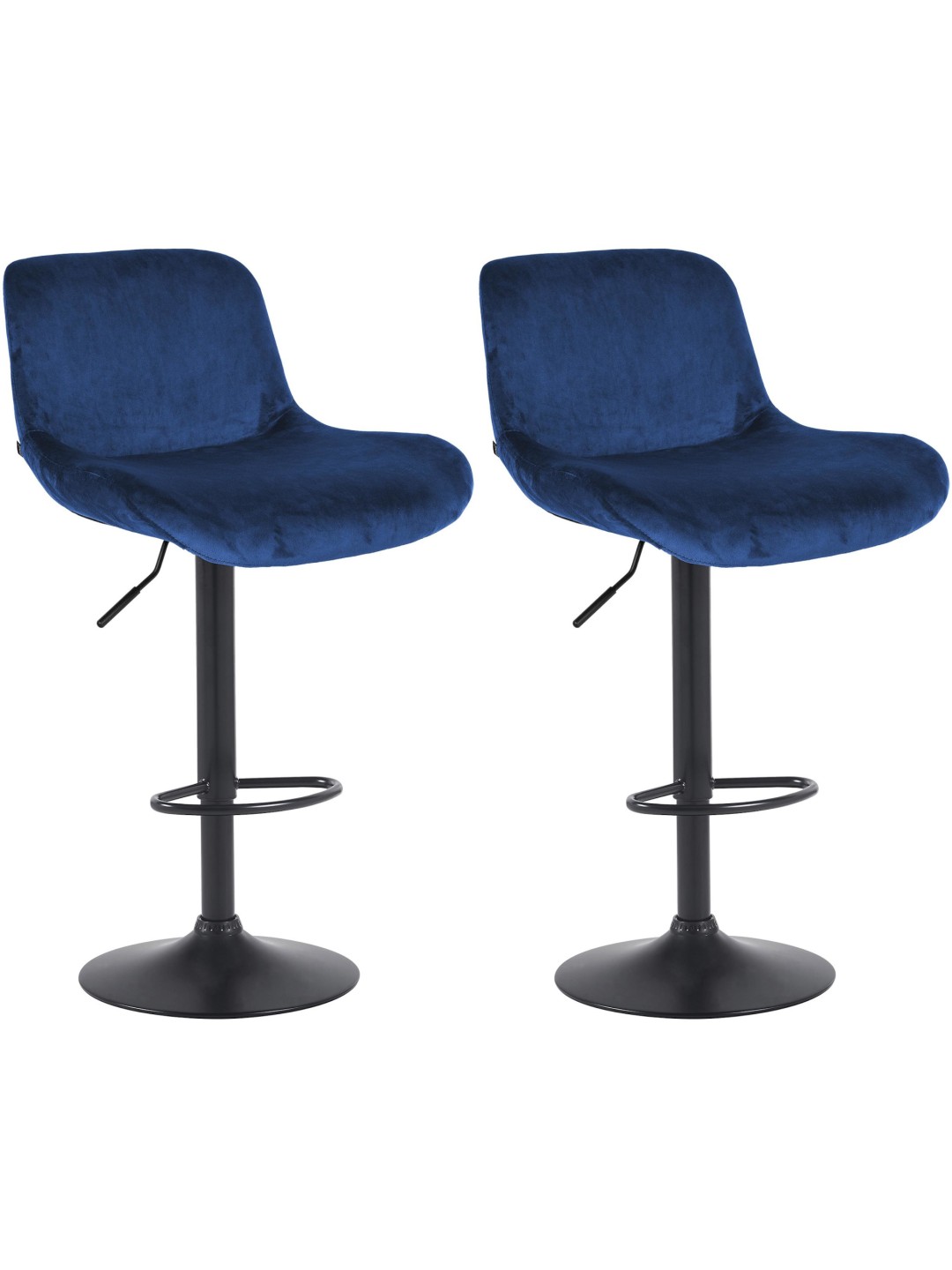 Lot de 2 tabourets de bar Solon velours, bleu