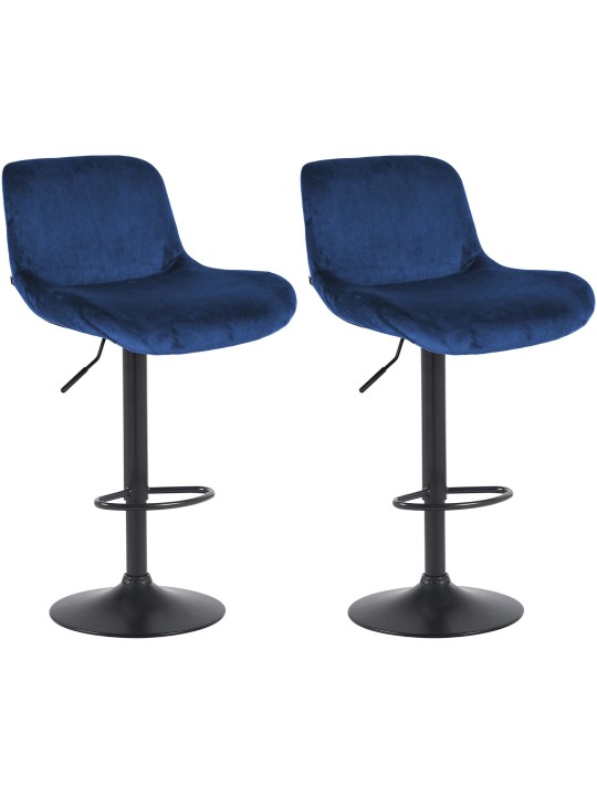 Lot de 2 tabourets de bar Solon velours, bleu