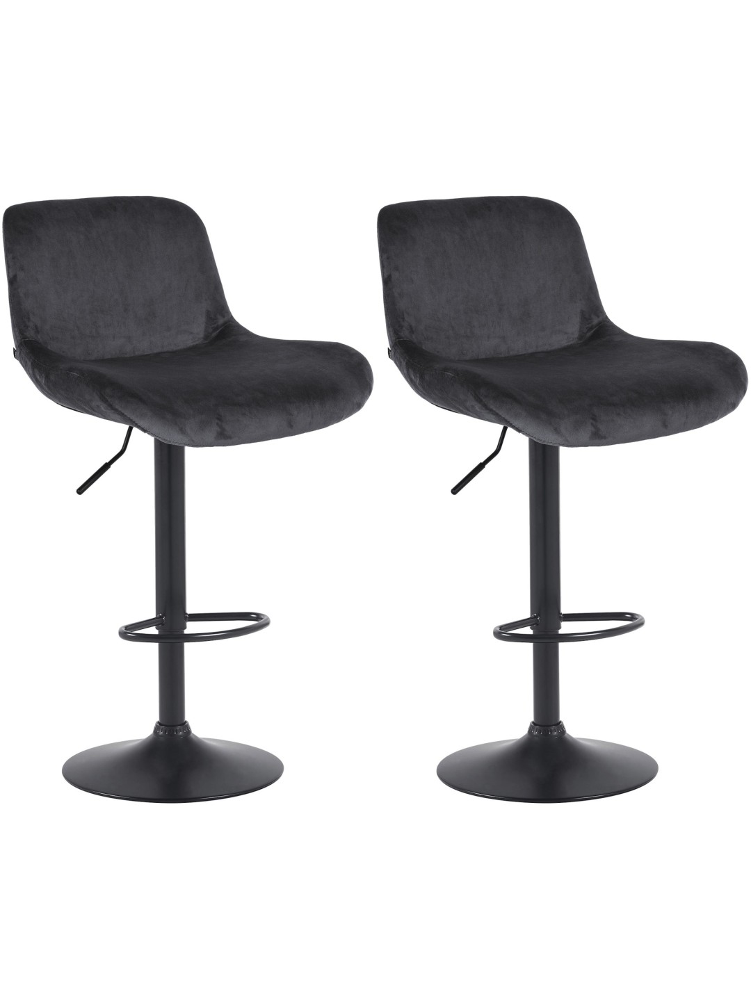 Lot de 2 tabourets de bar Solon velours, noir