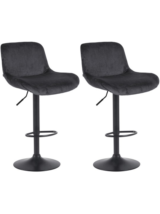 Lot de 2 tabourets de bar Solon velours, noir