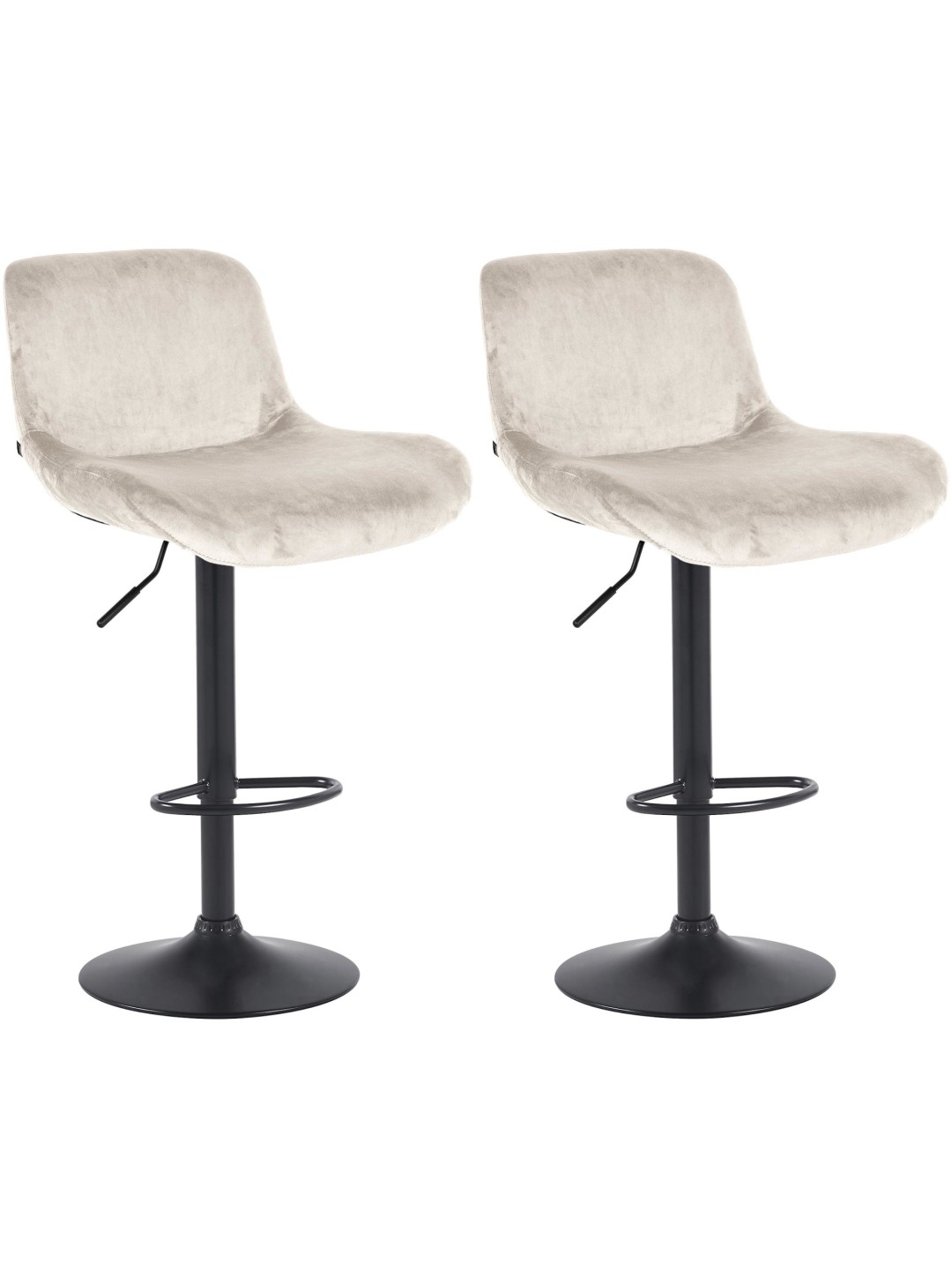 Lot de 2 tabourets de bar Solon velours, crème