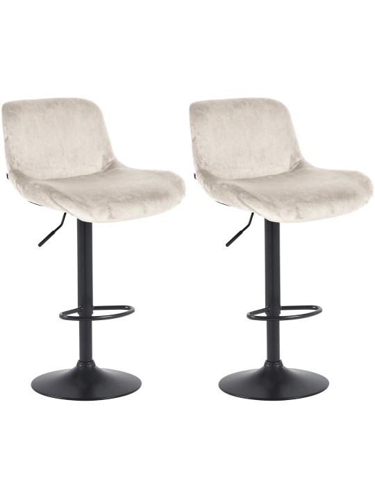 Lot de 2 tabourets de bar Solon velours, crème